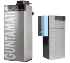 csm_BS_MildHybrid_85f0bbbb8f grau-silberner Guntamatic Pelletkessel Biostar einmal mit und einmal ohne Hybrid-Modul